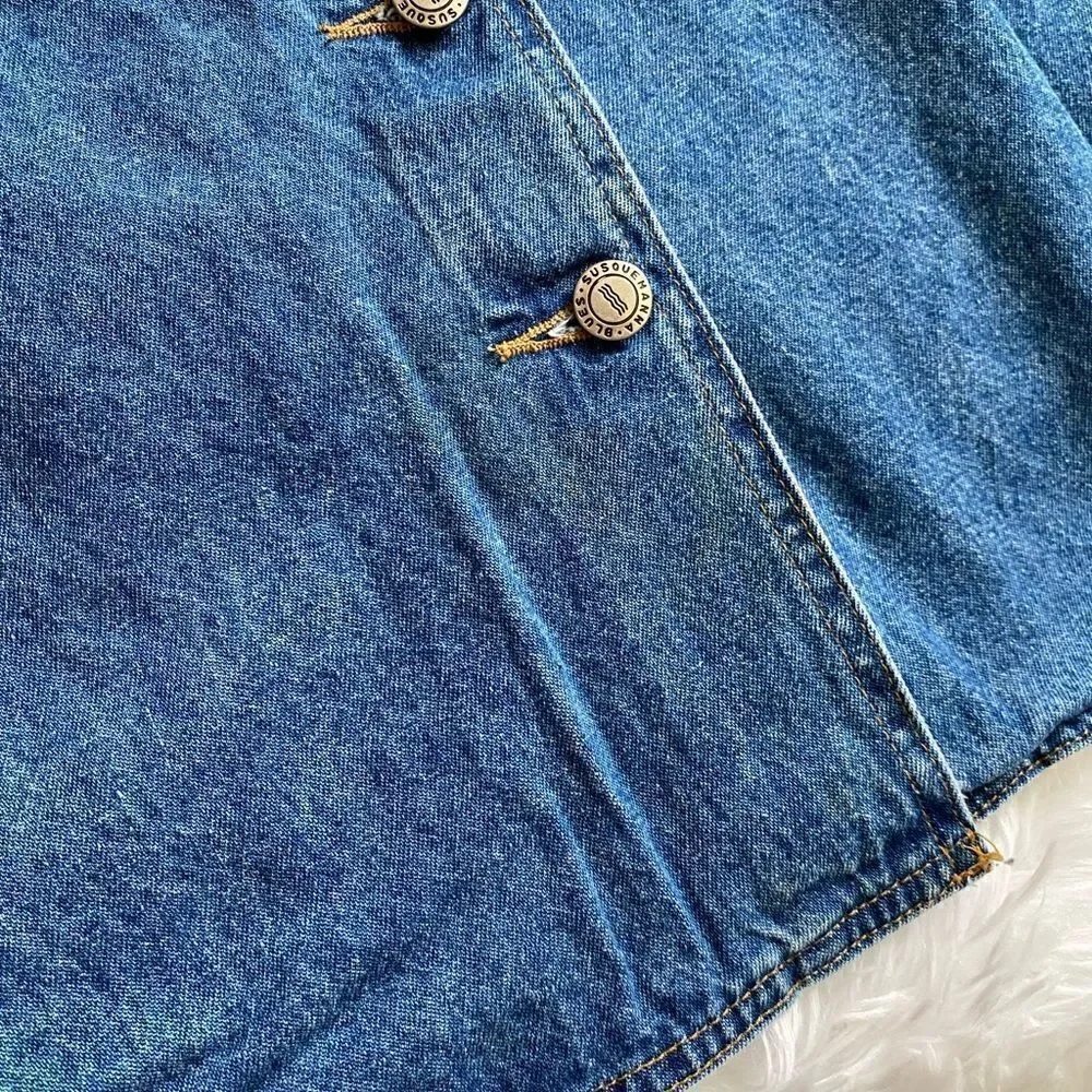 Susquehanna Blues Button Front Jean Skirt Vintage‎ Womens Size Medium
